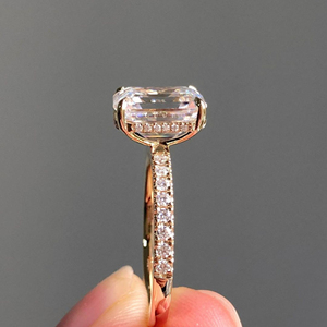 Anillo de diamante de corte esmeralda de diamante moissanita de 1,55 quilates con anillo de bodas joyería anillo de oro amarillo de 14K - Product Image 5