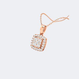 Collar con Colgante de Halo Cuadrado con Diamantes Redondos de 0.75CTW, Oro de 14k, Diamantes Cultivados en Laboratorio, Color D, VVS, Engaste Pavé, Joyería para Mujer, 18 Pulgadas - Product Image 6