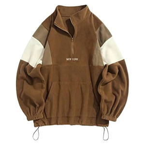 OEM personalizado 100% algodón pulóver 1/4 cuarto media cremallera sudadera para hombres con bordado 3D Color bloque básico algodón mezclado - Product Image 2