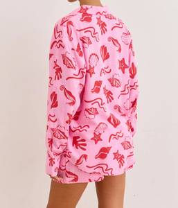 ODM/OEM เสื้อเชิ้ตสไตล์ลำลองของผู้หญิง, เสื้อผ้าฤดูร้อนผ้าลินินผสมเรยอนทรงหลวมเข้ารูปพิมพ์ลายแขนถังผ้าพอปลิน - Product Image 6