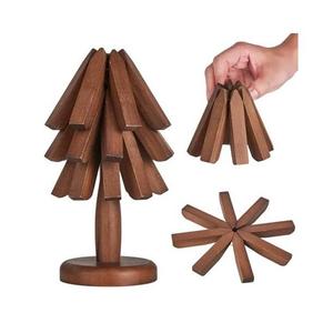 Classic Wooden <b>Tree</b> Trivet Set In Natural Dark & light Brown Expertly Crafted From High Quality Wood For Dinning <b>Mug</b> Glass Cup - Product Image 2