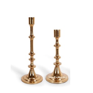 Portavelas cónico de Metal de estilo europeo para bodas y Navidad, decoración de iluminación de mesa, cono de vela de Color dorado - Product Image 3