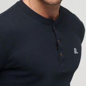 2026 <b>Men</b> Casual <b>Long</b> <b>Sleeve</b> <b>Henley</b> T Shirt Blank Custom Logo Front Plus Size Breathable Slim Fit Cotton Bamboo Fiber - Product Image 4