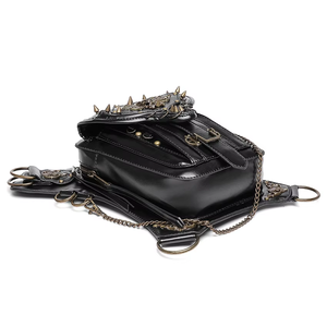 Riñonera Medieval Steampunk PU cuero mensajero mujer hombre cintura calavera motocicleta gótico Vintage Steampunk bolso multifuncional - Product Image 5