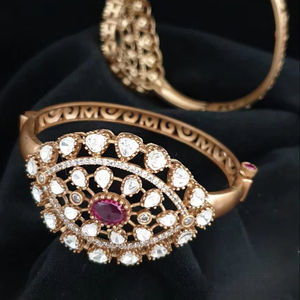 Pulsera Polki, conjunto de joyería de latón, opciones de tamaño de pulido de oro mate, joyería de moda chapada en oro 2,4 2,6 para compromisos de bodas - Product Image 1