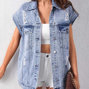 Veste en jean mi-longue pour femme, mode streetwear, vestes tissées, automne, lavées - Product Image 5