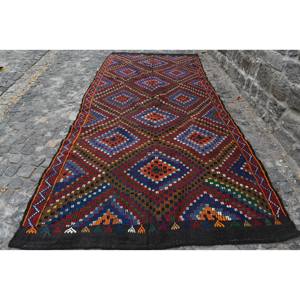 Étnico marrón rojo 5,6X11,6 pies área grande Vintage alfombra turca diseño clásico Patchwork lana 10mm látex para pasillo habitación rectangular - Product Image 1