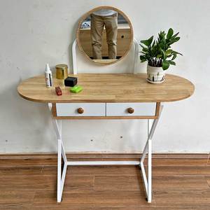Minimalist Natural Wood <b>Makeup</b> <b>Vanity</b> Table with Iron Legs Mini Dressing Table for Hotels-BTD68061 - Product Image 3