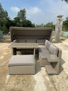 SF00008 Chaise d'extérieur contemporaine en rotin PE Ensemble de terrasse de jardin avec auvent pour l'utilisation du parc - Product Image 6