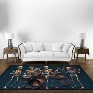 Tapis squelette, Tapis imprimé, Tapis moderne pour salon extérieur, cadeau idéal pour les amateurs de musique, Tapis en velours - Product Image 1