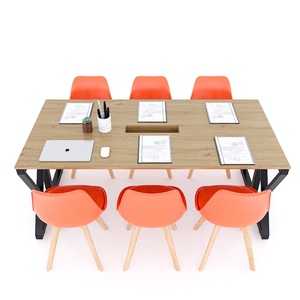 Table de conférence moderne minimaliste en contreplaqué Kconcept HBKC042-180x90cm avec pieds en fer pour bureau ou hôtel - Product Image 3