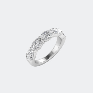 แหวนเพชรทรงรี 3.00 กะรัต ประดับเพชร 5 เม็ด แบบห่วงครึ่งวง 14K ทองคำ สำหรับงานครบรอบแต่งงาน แหวนวงแหวนเพชรครึ่งวงสำหรับผู้หญิง - Product Image 2