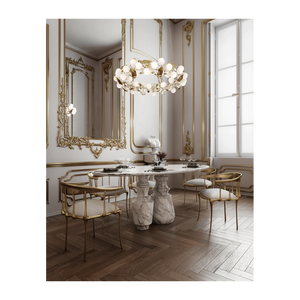 Pietra Oval Estremoz <b>Dining</b> <b>Table</b> Set Modern European Design Expandable <b>Extendable</b> Made of Sintered Stone Wood Stable Assembled - Product Image 4