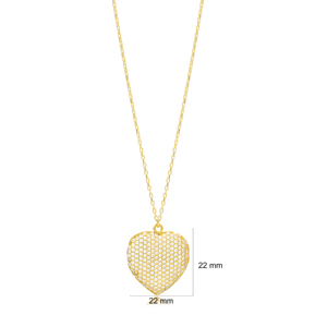 Collier pendentif en forme de cœur, zircon brillant délicat, chaîne de 60 cm, argent sterling 925, bijoux en gros - Product Image 3