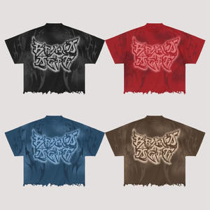 2025 T-shirt rétro personnalisé pour hommes, impression de haute qualité sur des T-shirts surdimensionnés à épaules tombantes - Product Image 3