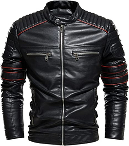 Chaqueta de cuero de motorista con cremallera personalizada, diseño de moda, gran oferta, impermeable, chaqueta a prueba de viento para hombre, OEM personalizado - Product Image 2