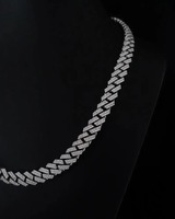 Chaîne cubaine 10 mm sertie de moissanite avec sertissage griffe, bijoux de corps de luxe plaqué argent pour homme, style hip-hop, KRISHNAM JEWELS