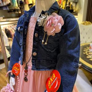 Kids New 2024 Fashion Frock Wth <b>Denim</b> <b>Jacket</b> Latest Party Wear <b>Baby</b> Dress with Handbag - Product Image 3