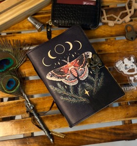 Carnet de notes en cuir Winter Moonsong FrostMoth Arctic Luminescence Design Thread Saddle Stitching Elegant Winter Journal for Gifting - Product Image 4