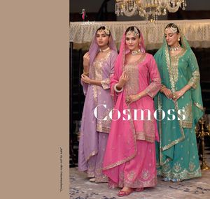 Traje festivo Palazzo para mujer con bordado a mano Organza Dupatta Ropa étnica disponible para exportación mundial desde la India - Product Image 3
