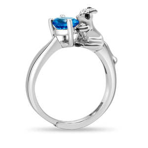 NOVAMART Fine Australian Kangaroo <b>925</b> <b>Silver</b> <b>Ring</b> Blue AD Free Size Rose Gold Plated Oval Cut Natural Gemstones Inlay Fashionabl - Product Image 2