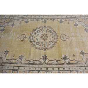 4.8x8.6 ft Vintage Large Rug, <b>Yellow</b> Brown Turkish Ombr <b>Wool</b> Rug - Product Image 5