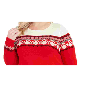 Maglione da donna Charter Club, casual, stampato, a maniche lunghe, con scollo gioiello, rosso invernale, taglia 1X - Product Image 2