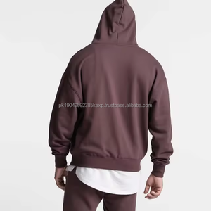 Blank Dropped Shoulder <b>hoodie</b> Men's Box Fitting <b>Burgundy</b> Full Zip Up Hoodies for men - Product Image 2