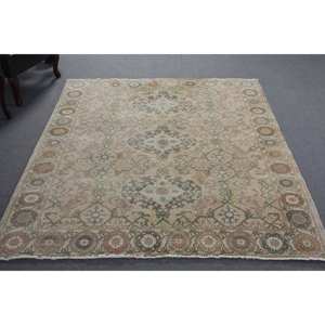 Classique Beige Vert 5.9 X 7.7ft Laine Aubusson Tapis Turc Tapis pour Salon Couloir Rectangle Latex Tapis De Chevet - Product Image 5