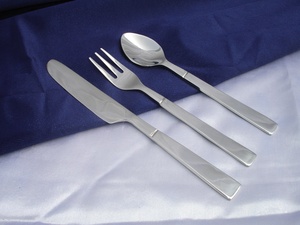 Vantage-Juego de cubiertos y cubiertos modernos de latón y acero inoxidable con relieve niquelado, diseño de dos piezas, servidor de ensaladas - Product Image 2