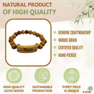 Personalized Olive Wood Bead Bracelet 6 cm Custom <b>Engraved</b> Wooden Jewelry Handmade in Bethlehem - Product Image 4