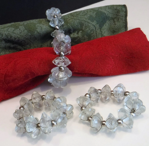 Juego de 4 servilleteros con cuentas de vidrio retro, servilleteros de vidrio, servilleteros con cuentas de vidrio transparente - Product Image 4