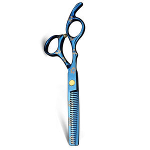 Tijeras de adelgazamiento para corte de cabello de Color azul brillante, diseño personalizado, tijeras elegantes para el cabello ligeras con reposapiés fijo - Product Image 5