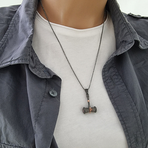 Handmade Ethnic Nordic Gothic Warrior Beaded <b>Necklace</b> <b>for</b> <b>Men</b> <b>Silver</b> Hammer <b>Chain</b> with Diamond and Pearl Gift From Turkey - Product Image 2