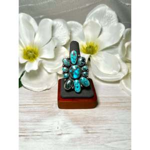 Bague Statement Ella Peters en Turquoise Égyptienne et Argent Sterling, Monture Bezel, Taille 9.5, Pour un usage quotidien - Product Image 1