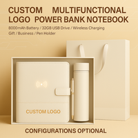 LABON Carnet intelligent personnalisé avec logo, Powerbank sans fil, stylo et tasse isotherme, Banque d'alimentation USB, Cadeaux personnalisés, Souvenirs pour invités
