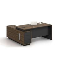 Mobilier de Bureau Moderne - Bureau de Direction de Luxe en L, Meuble d'Affaires en Bois avec Tiroirs et Étagères