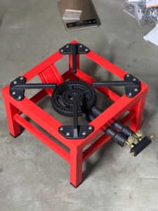 Hoge kwaliteit rode gietijzeren gasfornuis met enkele brander, slagvast, draagbaar, geschikt voor huishoudelijk gebruik, auto, camper, buiten, hotel, eenvoudig schoon te maken - Product Image 1