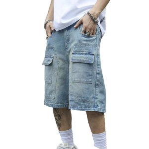 กางเกงยีนส์ขาสั้นขากว้างสำหรับผู้ชายกางเกงเอวสูงแบบลำลองกางเกงแฟชั่นผ้าเดนิมผ้าฝ้าย100% ออกแบบได้ตามต้องการ - Product Image 1