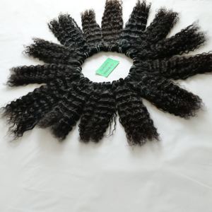 En gros Vierge Cuticule Aligné Brut Pas Cher Indien Naturel Noir Couleur Bundles Bouclés Temple Extensions de Cheveux Humains - Product Image 5