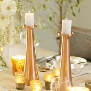 <b>Set</b> of Three Tabletop Rose Gold Finished Metal <b>Candle</b> Holder Event Party Wedding And Christmas Eve Decorative <b>Candle</b> Stand - Product Image 1