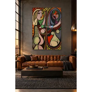 Fida Picasso Fille devant un miroir Impression cubiste sur toile - Product Image 4