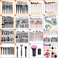 DailyQueen 19 pièces Nano cheveux brillant noir couleur fond de teint Eyeliner luxe marque privée professionnel Logo personnalisé maquillage pinceau ensemble