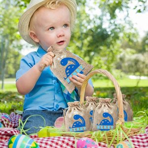 Personalized Large Capacity Rabbit-Eared Dinosaur <b>Drawstring</b> Gift Bag Cute Cartoon Easter Hunting Party Favors for Boys Girls - Product Image 5