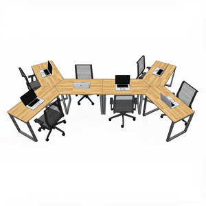Table à manger minimaliste en bois de caoutchouc et fer à 6 branches pour la maison ou le bureau, assemblage requis - Product Image 1