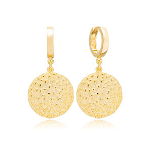 Boucles d'oreilles rondes texturées, vente en gros, bijoux turcs en argent Sterling 925 faits à la main - Product Image 1