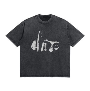 Double LayerGraphicTshirt Oversized Screen Printing Tee Acid Wash Cropped100% Cotton T-<b>shirt</b> for <b>men</b>, loose fit, printed t <b>shirt</b> - Product Image 1