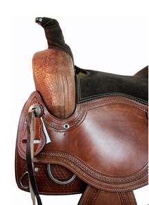Selle Western en cuir de buffle véritable de qualité supérieure avec fibre et arbre en bois pour les courses de barils de chevaux et l'équitation - Product Image 4