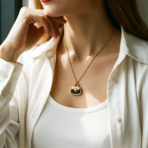 Collar de Joyería con Colgante de Bolso de Mano, Chapado en Oro de 18k, de Acero Inoxidable 316L, Resistente al Agua y al Deslustre, Estilo Vintage, para Mujer - Product Image 3