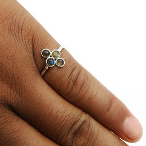 แหวน925อัญมณีลาบราดอไรต์ธรรมชาติทำจากเงินแท้สำหรับเธอแหวนดีไซน์ไม่เหมือนใคร - Product Image 3